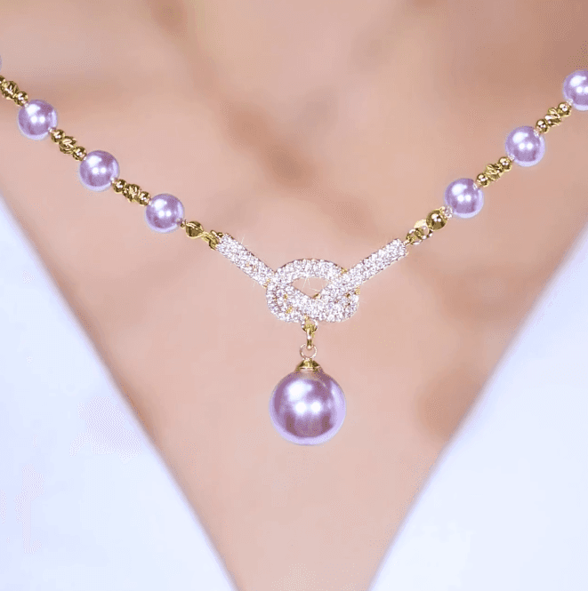 Purple diamond pearl necklace-50% Discountš„