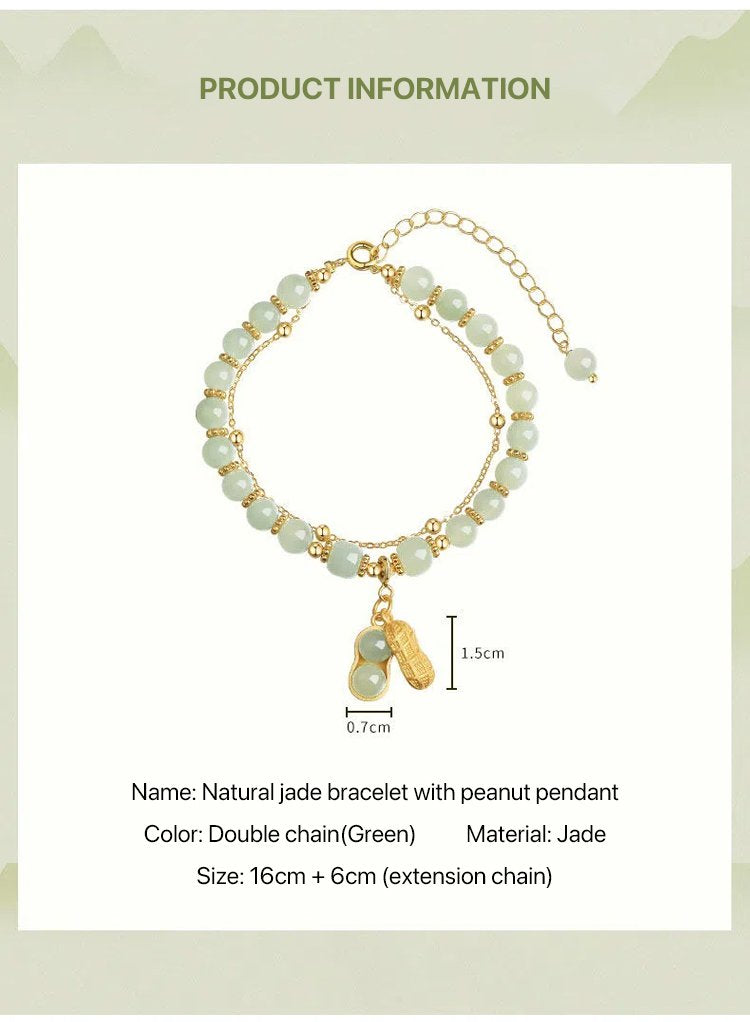 đŸ’–Natural jade bracelet with peanut pendant