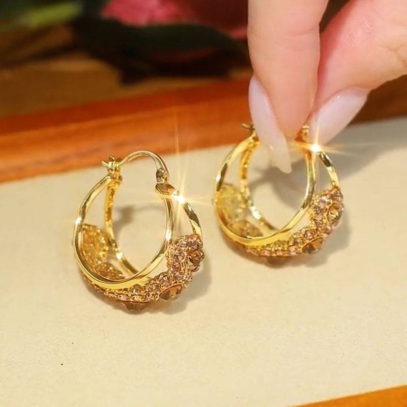 2025 light luxury full diamond retro hollow earrings