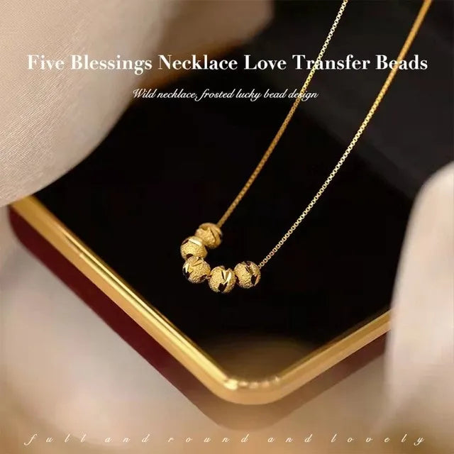 Pure gold transfer bead necklace + bracelet