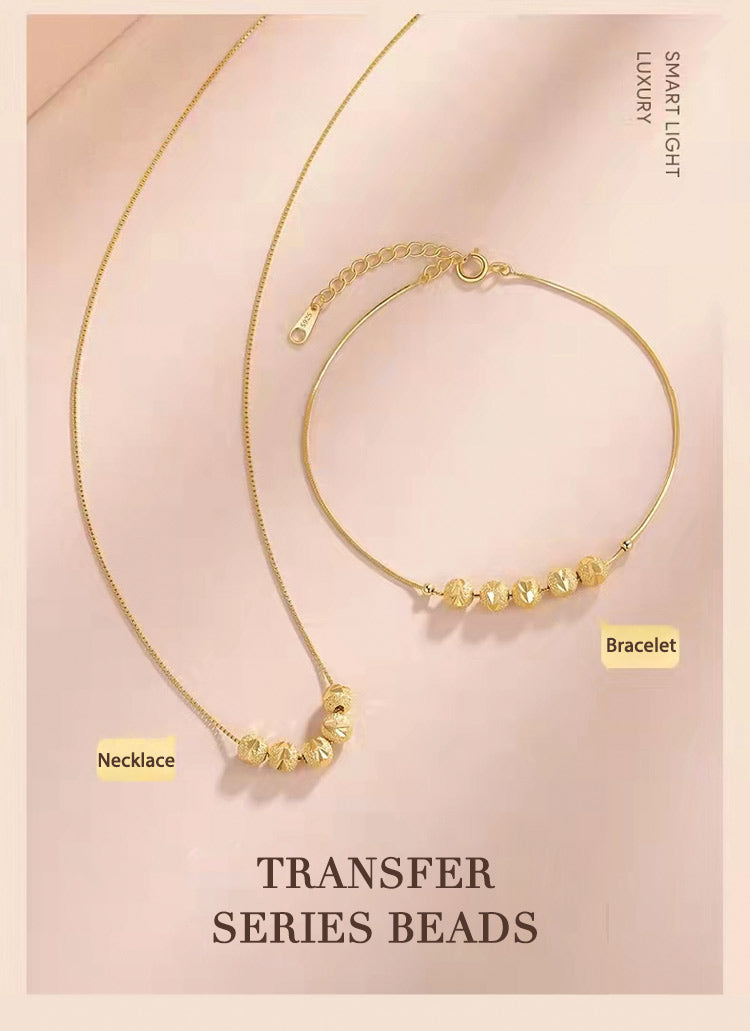 Pure gold transfer bead necklace + bracelet