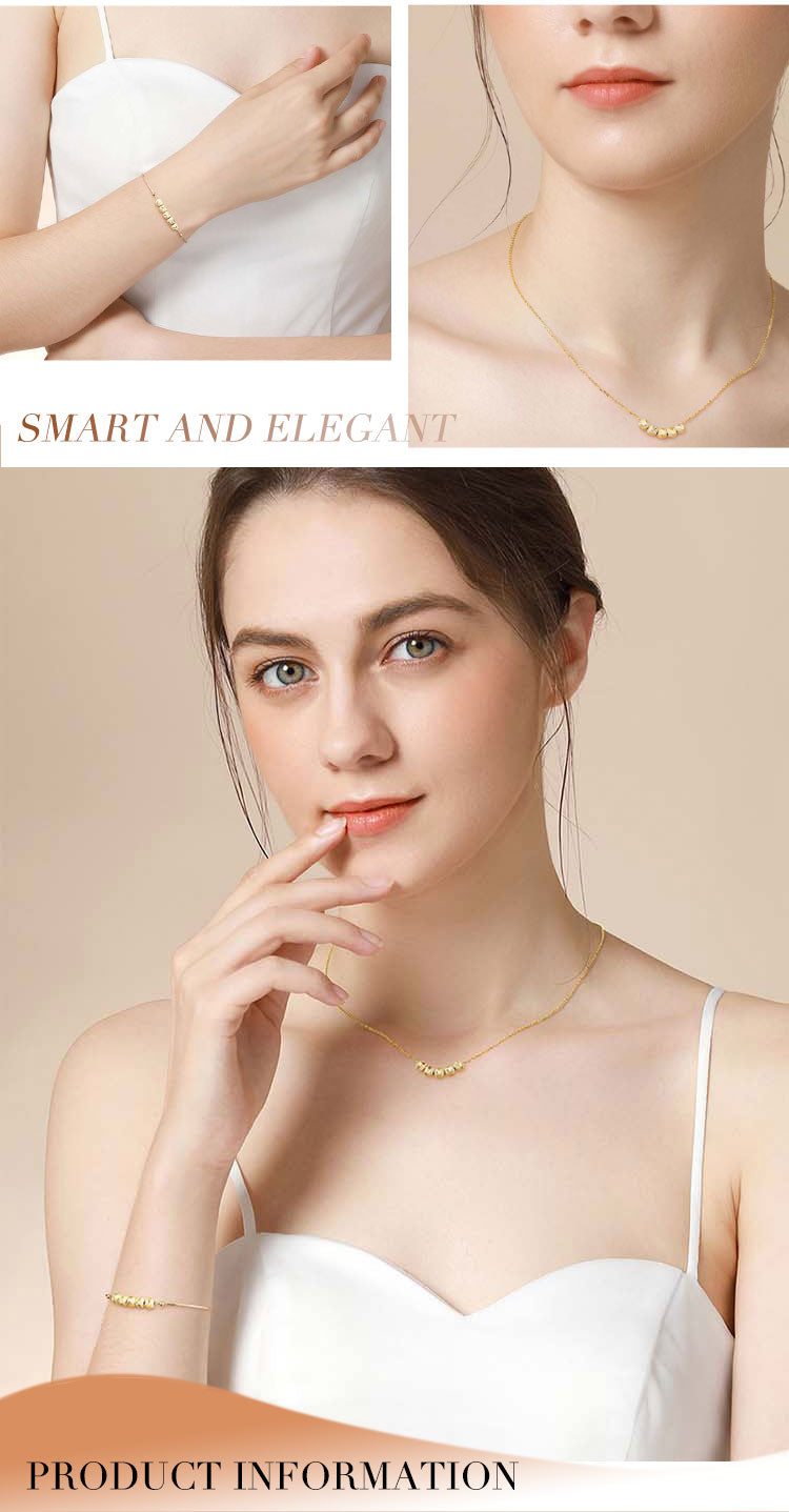 Pure gold transfer bead necklace + bracelet