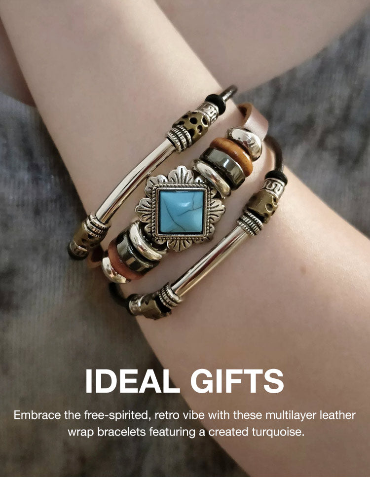 Turquoise Leather Bohemian Bracelet
