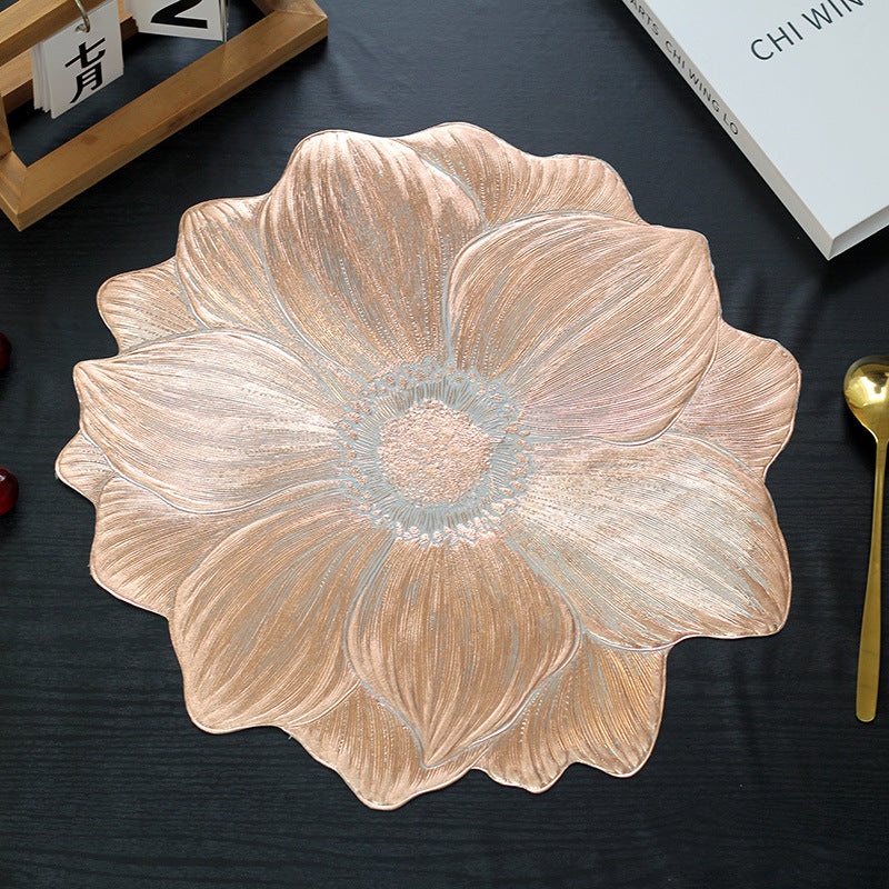 Luxury Gold Foil Nordic Style Peony Flower Heat Insulation Mat