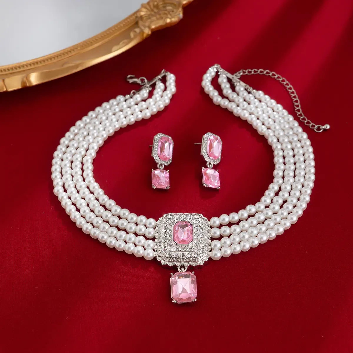 【Necklace + Earrings】2025 New Fashion Imitation Pearl Necklace Multilayer Clavicle Chain Set
