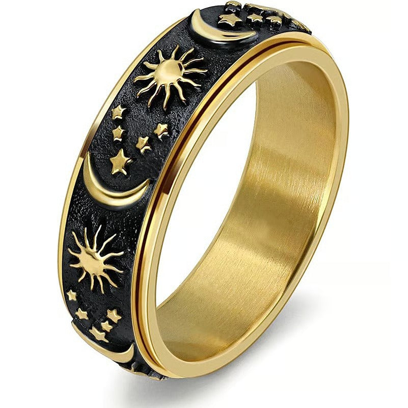 π Sun, Moon, and Stars Anxiety Relief Spinner Ring for Couples