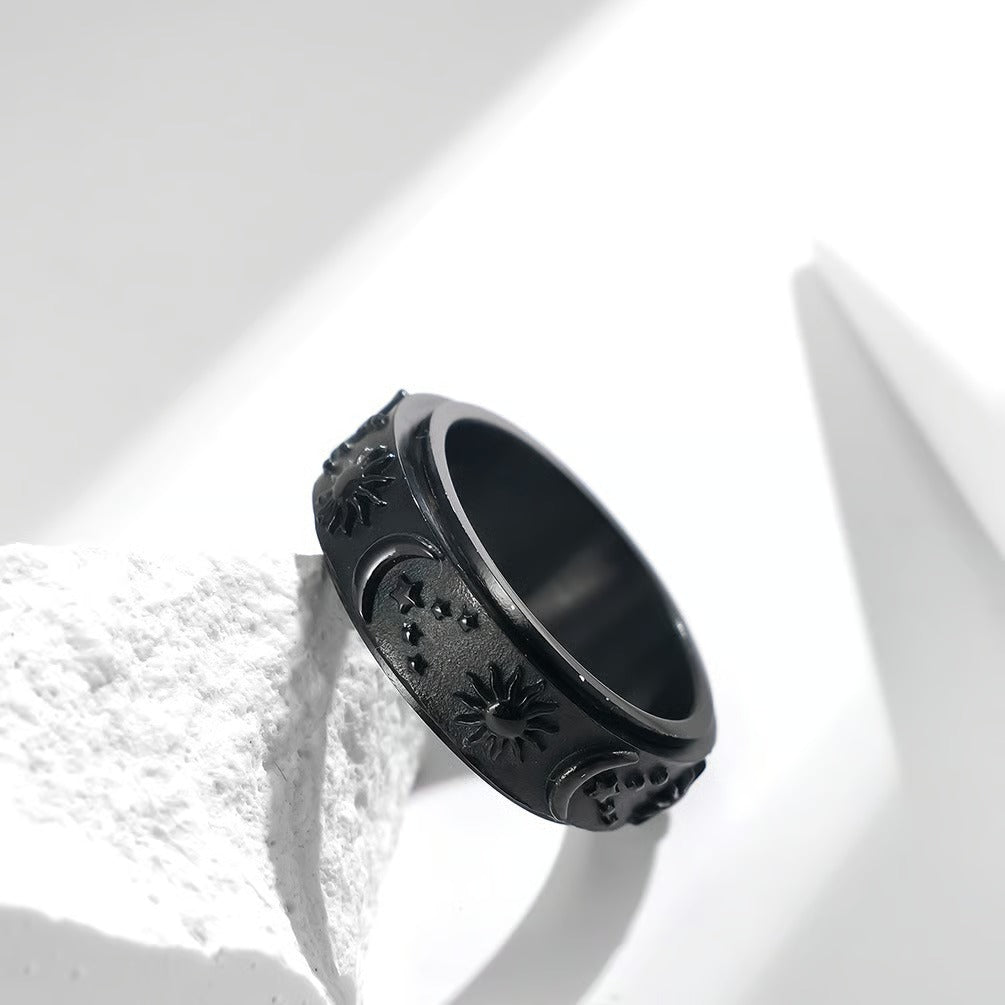 π Sun, Moon, and Stars Anxiety Relief Spinner Ring for Couples