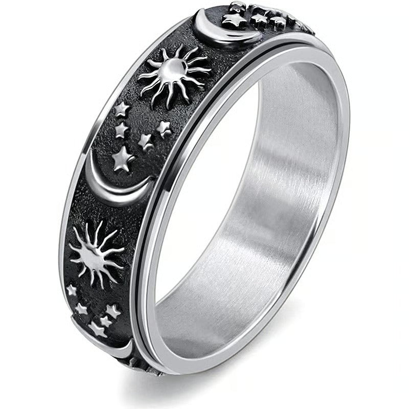 π Sun, Moon, and Stars Anxiety Relief Spinner Ring for Couples