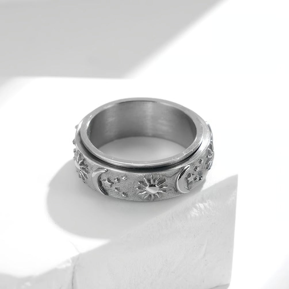π Sun, Moon, and Stars Anxiety Relief Spinner Ring for Couples