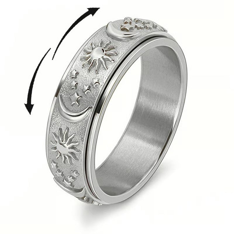 π Sun, Moon, and Stars Anxiety Relief Spinner Ring for Couples