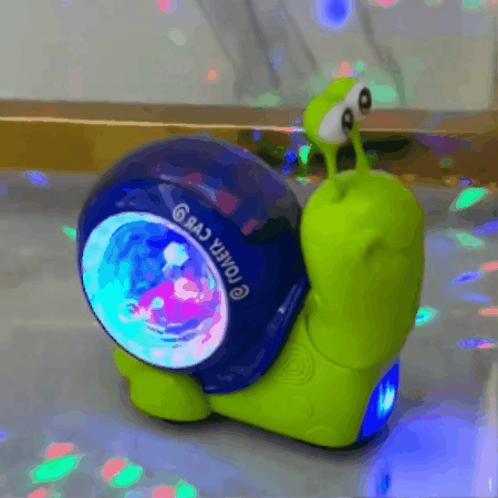 Light-up and music-playing snail crawling toy