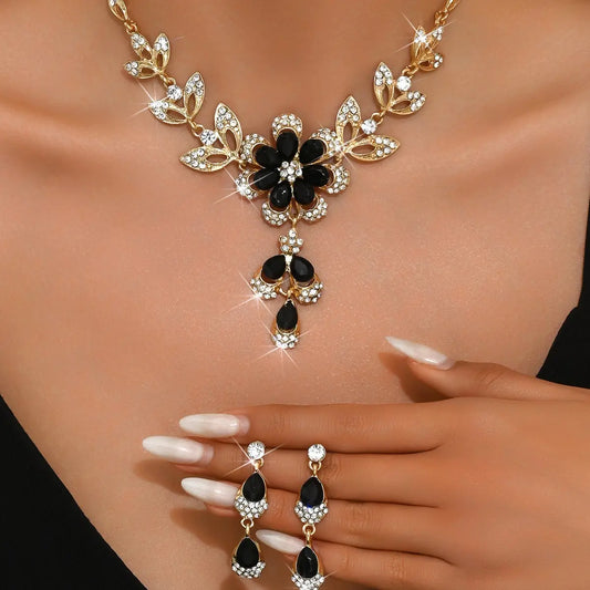 💎New set of teardrop diamond necklace and earrings