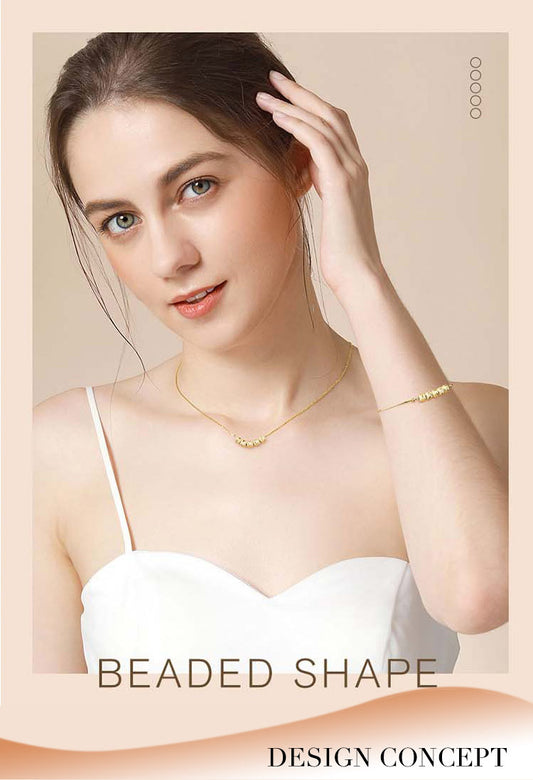 Pure gold transfer bead necklace + bracelet