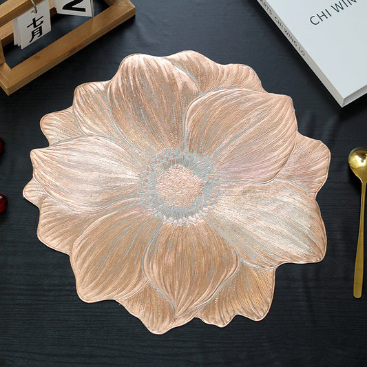 Luxury Gold Foil Nordic Style Peony Flower Heat Insulation Mat