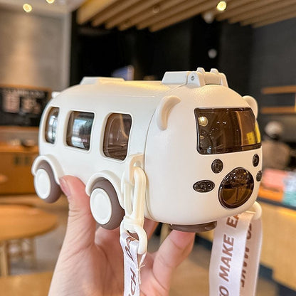 🎁Best Gifts for Children—🚌Portable Water Cup in Bus Shape with Strap（16.9 Oz）