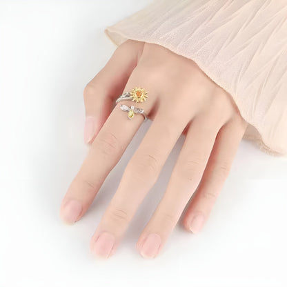 Jewelance™ SunflowerRing : Elegant Adjustable Rotating Sunflower Ring
