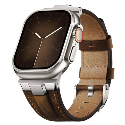 SuitisBest luxurious leather strap with steel buckle.