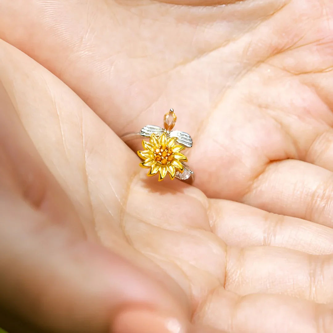 Jewelance™ SunflowerRing : Elegant Adjustable Rotating Sunflower Ring
