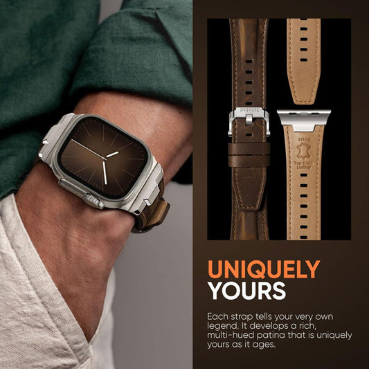 SuitisBest luxurious leather strap with steel buckle.