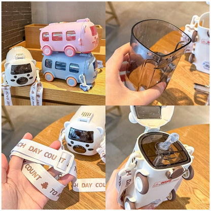 🎁Best Gifts for Children—🚌Portable Water Cup in Bus Shape with Strap（16.9 Oz）