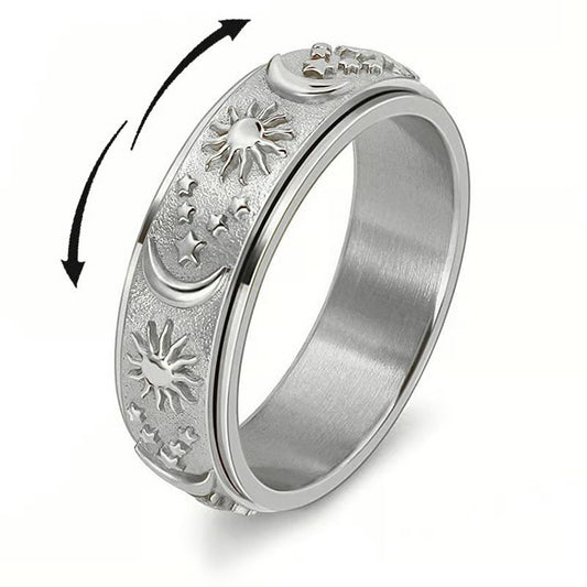 💕 Sun, Moon, and Stars Anxiety Relief Spinner Ring for Couples