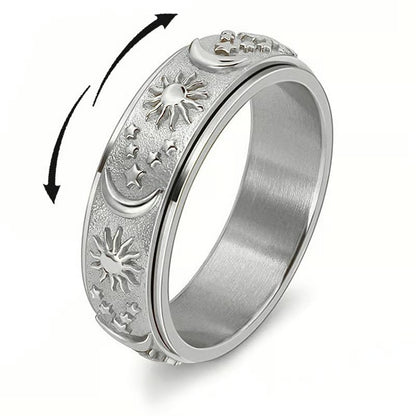 💕 Sun, Moon, and Stars Anxiety Relief Spinner Ring for Couples