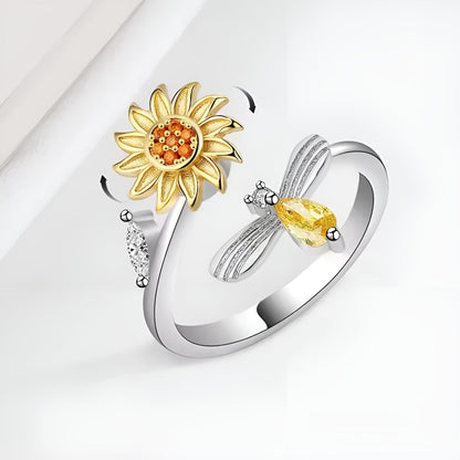 Jewelance™ SunflowerRing : Elegant Adjustable Rotating Sunflower Ring