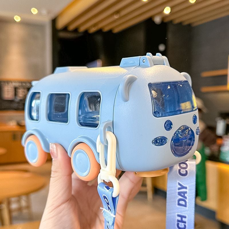 🎁Best Gifts for Children—🚌Portable Water Cup in Bus Shape with Strap（16.9 Oz）