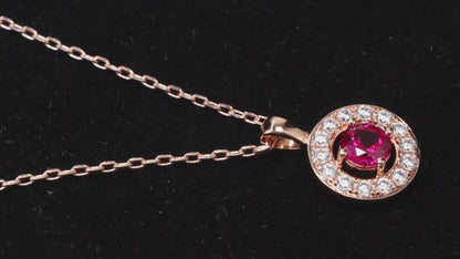 Fortune Glow Ruby Necklace – 1.1ct Lab-Grown Round Ruby, Adjustable Chain